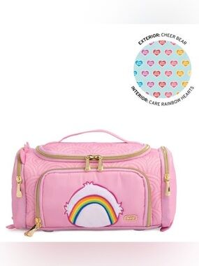 Lug Care Bears Trolley Medium Cosmetic Case Cheer Bear Pink/Care Rainbow Hearts